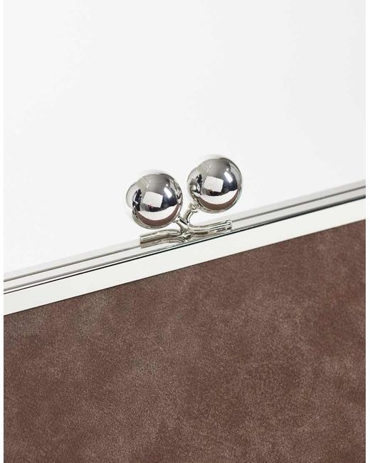 ASOS Brown Velvet Touch Oversized Frame Clutch Bag