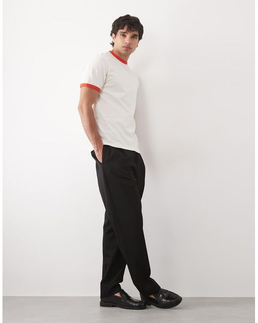 ASOS White Regular Fit T-shirt With Contrast Ringer for men