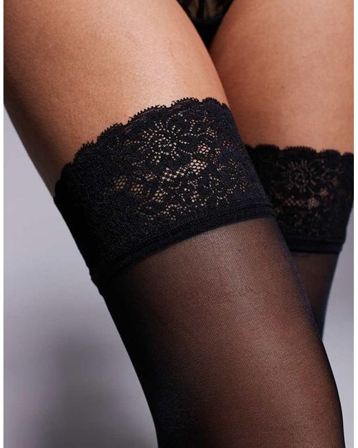 Bluebella Gray Lace Top/Plain Leg Stockings