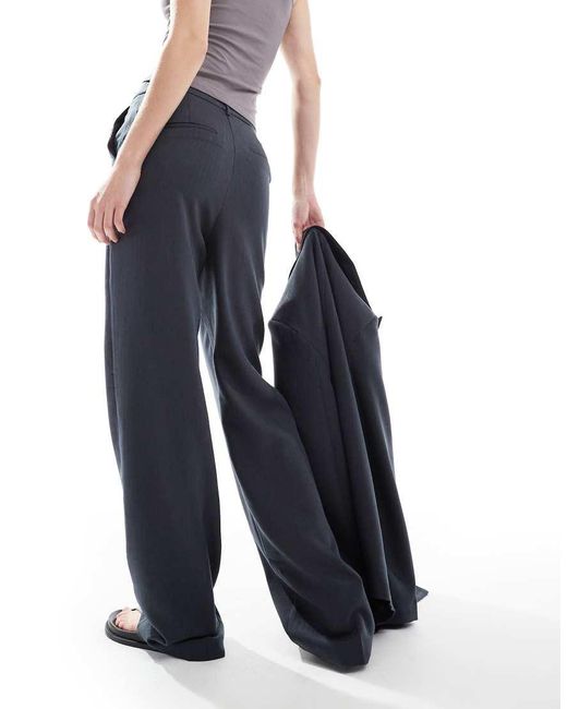 Vero Moda Elegante Broek Met Wijde Pijpen En Visgraatmotief in het Blue