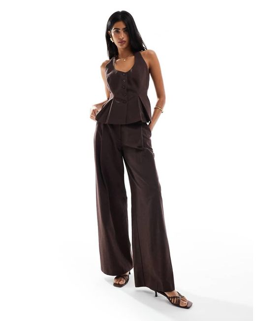 ASOS Black Linen Blend Tailored Halter Top