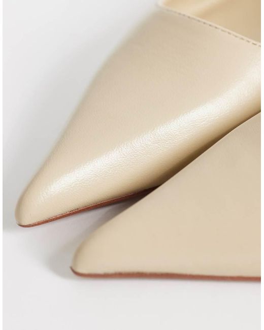 Mango White 100% Leather Heeled Slingback Shoes