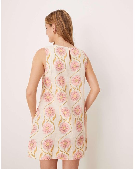 Vrg Grl Pink – aftersun bloom – es etuikleid aus leinen mit blumenmuster