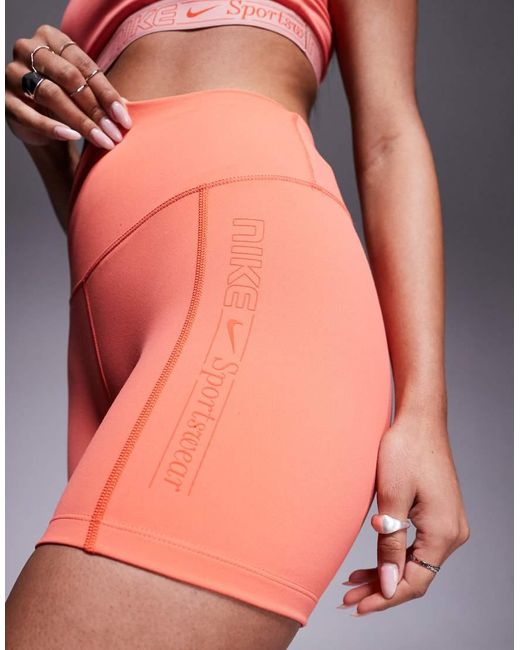 Nike Pink Nike One Training Dri-fit High Waisted 5 Inch Shorts