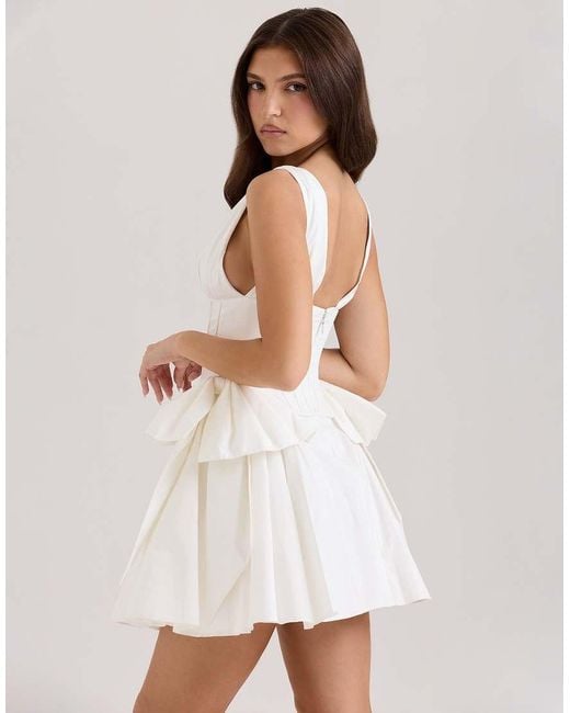 House Of Cb White Amalia Cotton Bow Mini Dress