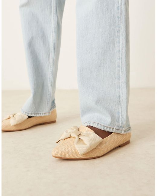 ASOS Metallic Lake Bow Pointed Ballet Flats
