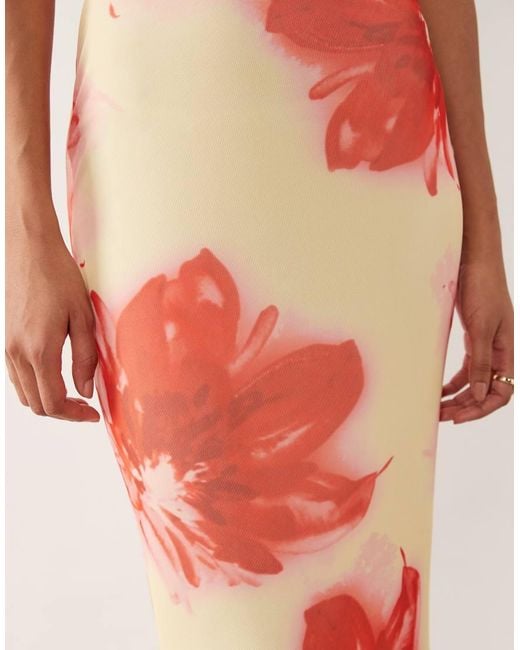ASOS Pink Deep V Plunge Mesh Maxi Dress
