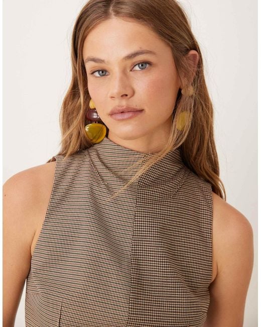 ASOS Brown Tailored High Neck Top