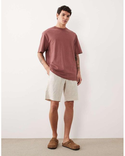 Threadbare Red Crew Neck Relaxed Fit T-shirt for men