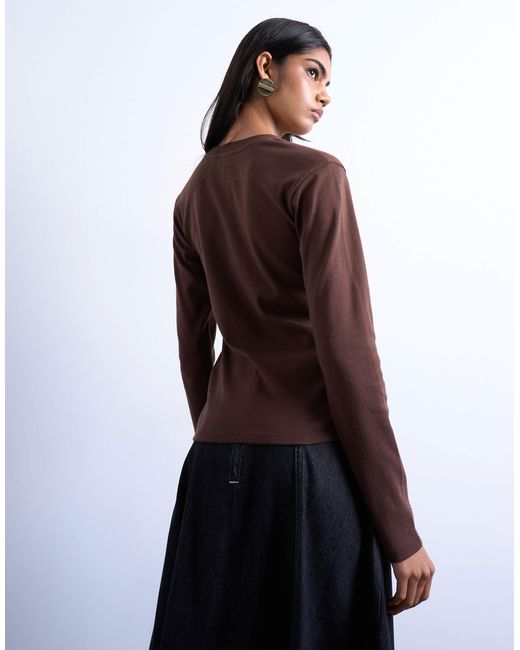 Everyday - t-shirt à manches longues - marron chocolat TOPSHOP en coloris Purple