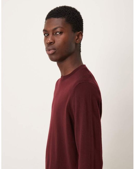 Mango Red Wool Round Neck Sweater for men