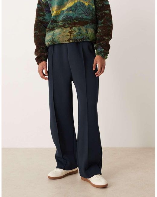 ASOS Black Heavyweight Wde Leg jogger With Pleats for men