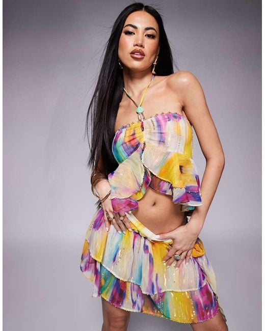 River Island Purple Beaded Halterneck Top Co-ord