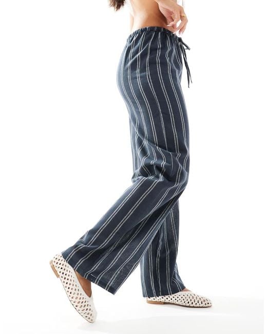 New Look Blue Wide Leg Stripe Trousers