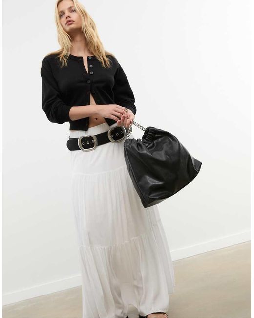 Borsa Da Spalla Nera Con Catenina di Stradivarius in Black