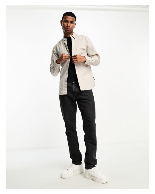 French Connection 2 Pocket Overshirt in Natural for Men | Lyst