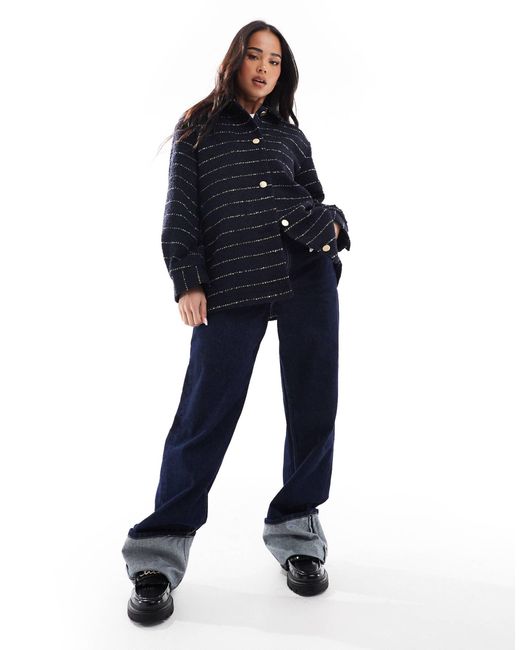 Veste élégante en bouclé rayé ASOS en coloris Blue