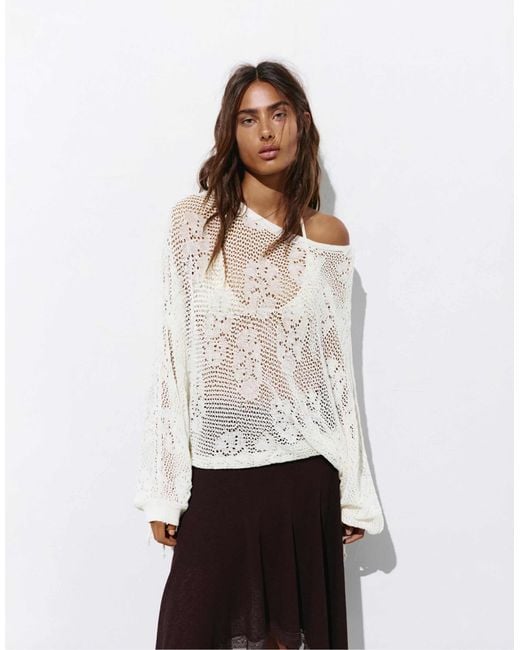 Pull&Bear White – strickpullover