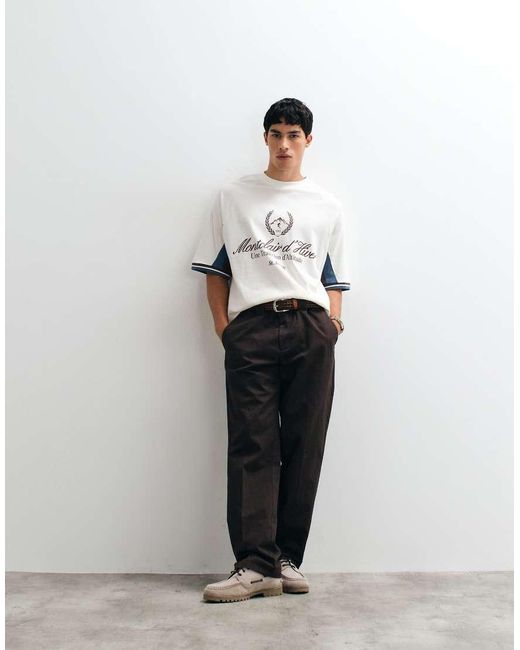 ASOS White Oversized Cut And Sew T-shirt With Football Placement for men
