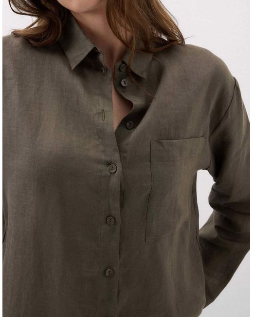Intimissimi Gray The Pure Linen Plain-Weave Linen Shirt