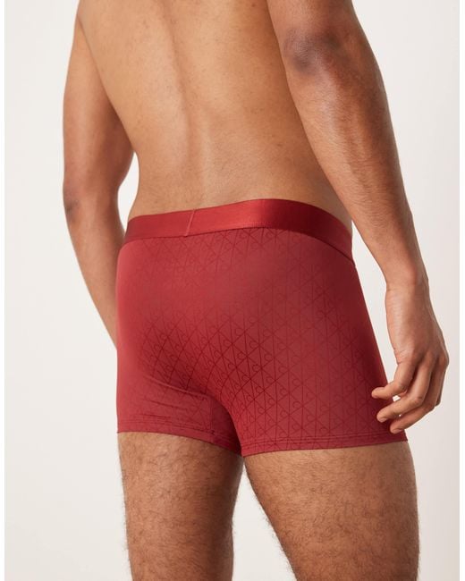 Calvin Klein Red Brushed Micro Trunks for men