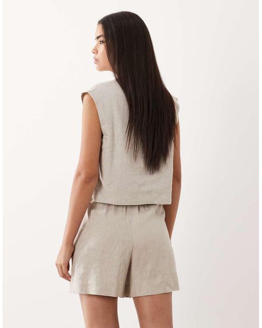 Y.A.S Natural Linen Blend Tailored Shorts Co-ord