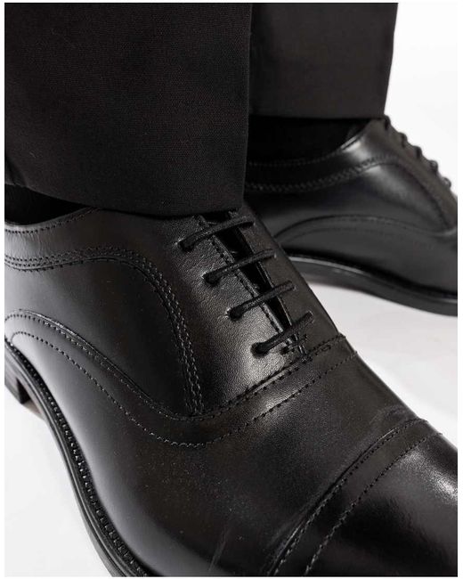 Base London Black Lapel Toe Cap Shoe for men