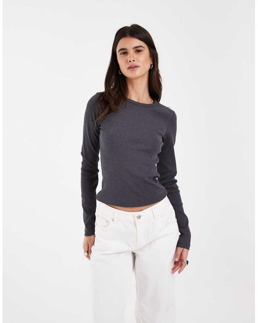 JJXX Blue Long Sleeve Ribbed Top