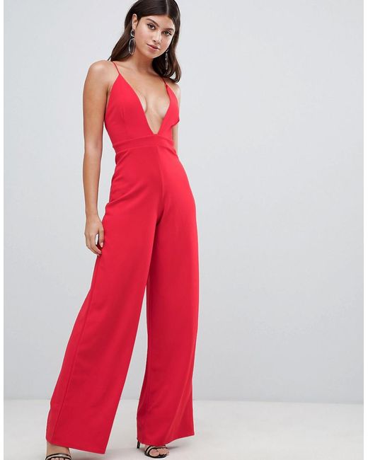 Pretty little thing red playsuit on sale