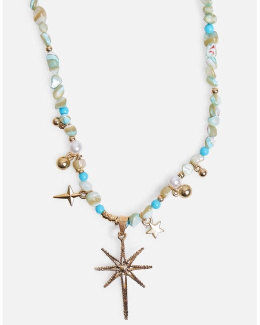 Public Desire White Beaded Star Embellished Necklace