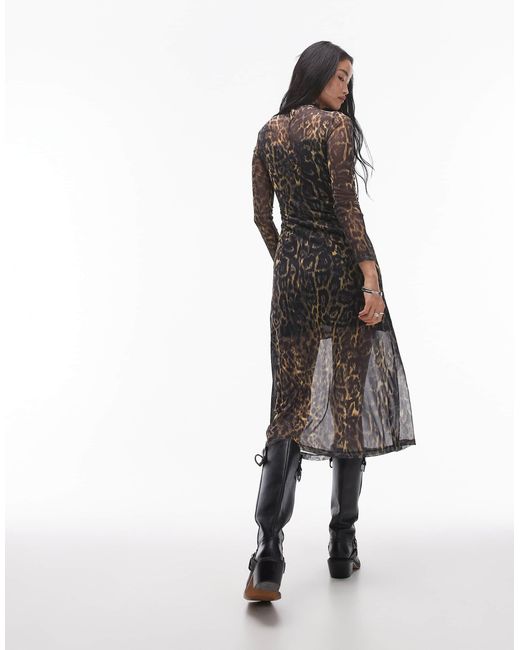 Hanna - robe mi-longue en tulle - imprimé léopard AllSaints en coloris White
