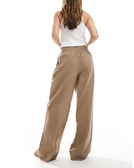 French Connection Natural Wide Leg Linen Look Pants