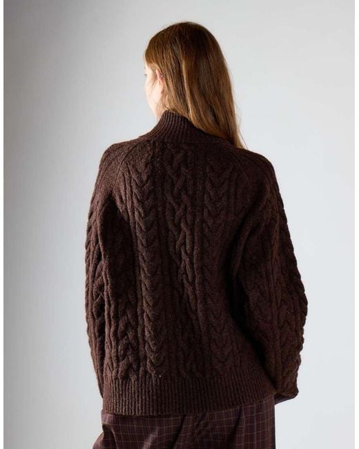 Glamorous Black Cable-Knit Quarter-Zip Jumper