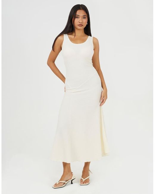 Brave Soul White Textured Jersey Lace Strappy Fit And Flare Maxi Dress