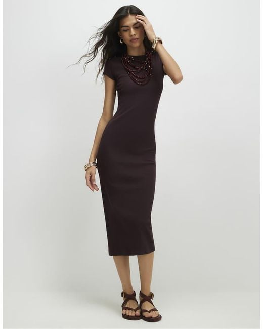 River Island Black Cotton Blend Cap Sleeve Midi Dress