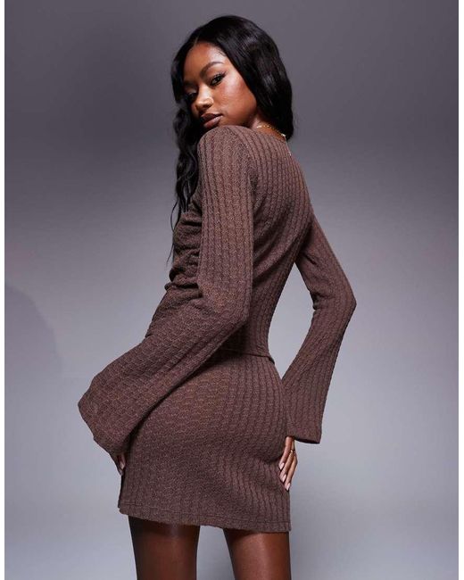 ASOS Gehaakte Gebreide Top Met Lange Mouwen En Metalen Detail in het Brown