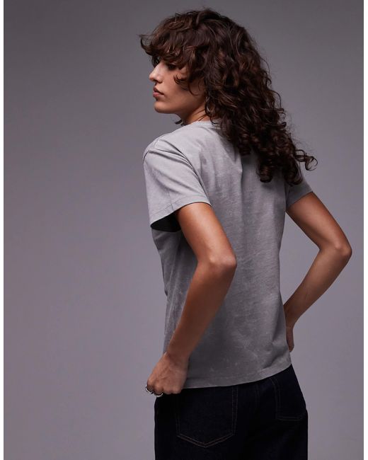 TOPSHOP Gray Graphic La Lune Boxy Tee