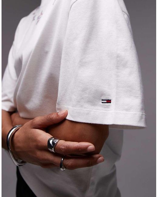 T-Shirt Bianca Con Grafica Di Stelle di Tommy Hilfiger in Gray