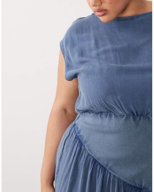 ASOS Blue Asos Design Curve Sleeveless Slash Neck Hybrid Maxi Dress