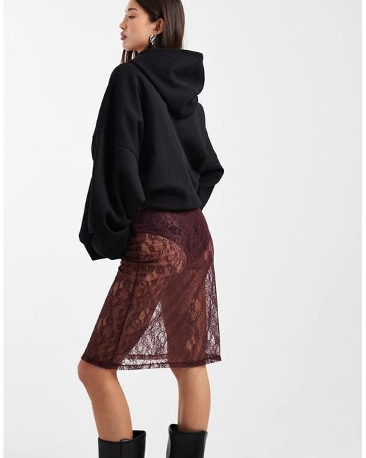 ASOS Sheer Lace Maxi Skirt in Black | Lyst UK