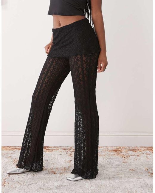 Noisy May Black Lace Skirt Over Trousers