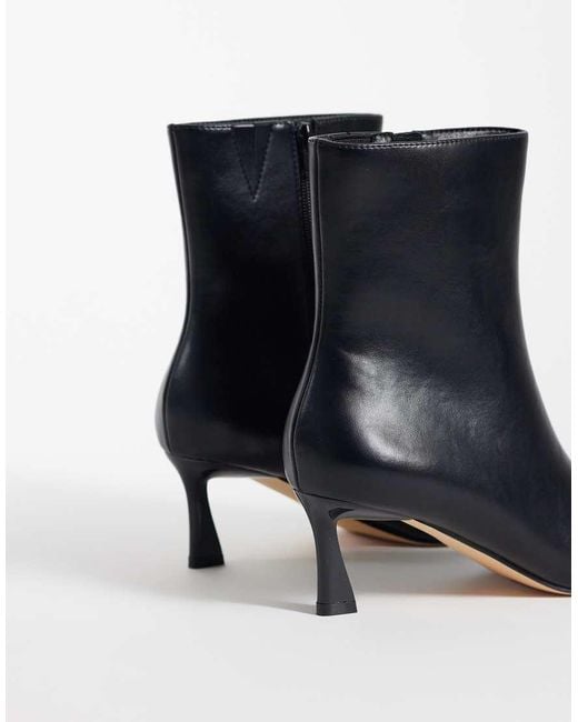 London Rebel Blue Claudia Kitten Heel Mid Ankle Boots