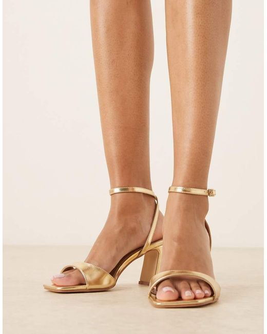 Raid Wide Fit Brown Cora Block Heeled Sandals