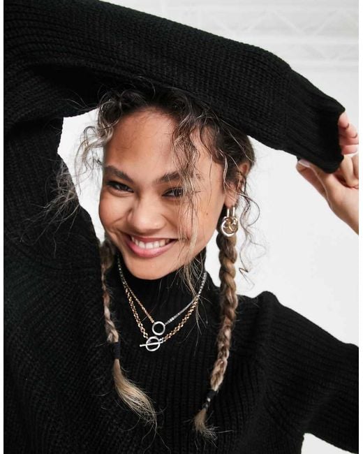 Noisy May Black High Neck Knitted Mini Jumper Dress