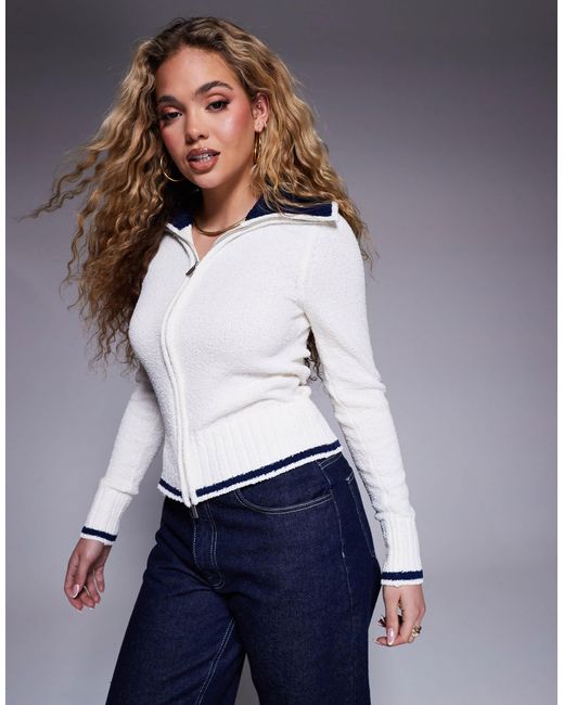 ASOS Blue Neat Fit Zip Through Cardigan