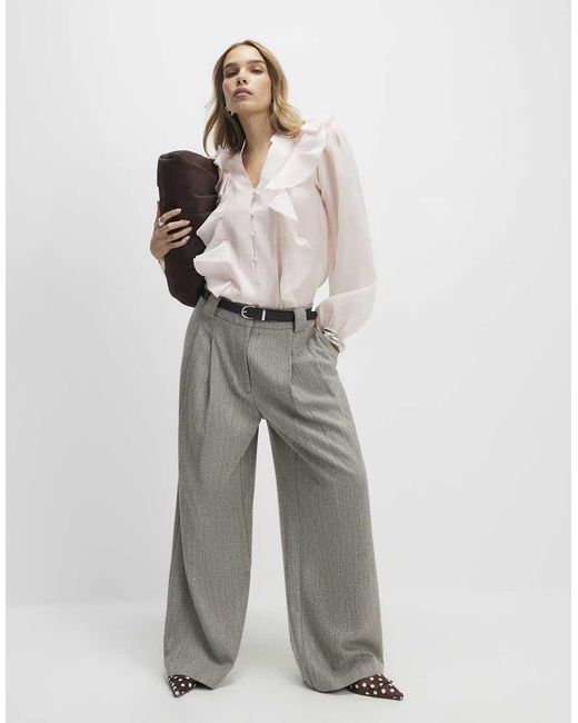 River Island White Long Sleeve Frilled Shirt