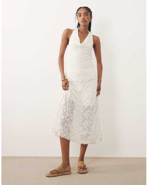 River Island Natural Lace Halterneck Top Co-Ord