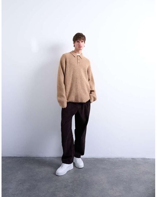 Polo Extragrande De Punto De -Neutro Topman de hombre de color Brown