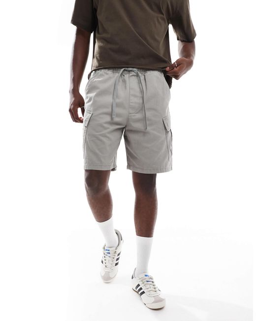 Pull&Bear Gray Cargo Pull On Shorts for men