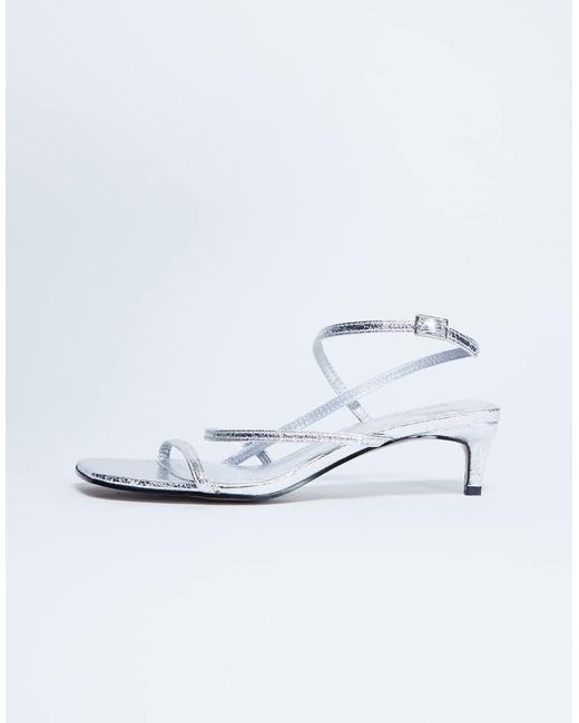 TOPSHOP White Autumn Minimal Mid Heel Sandal
